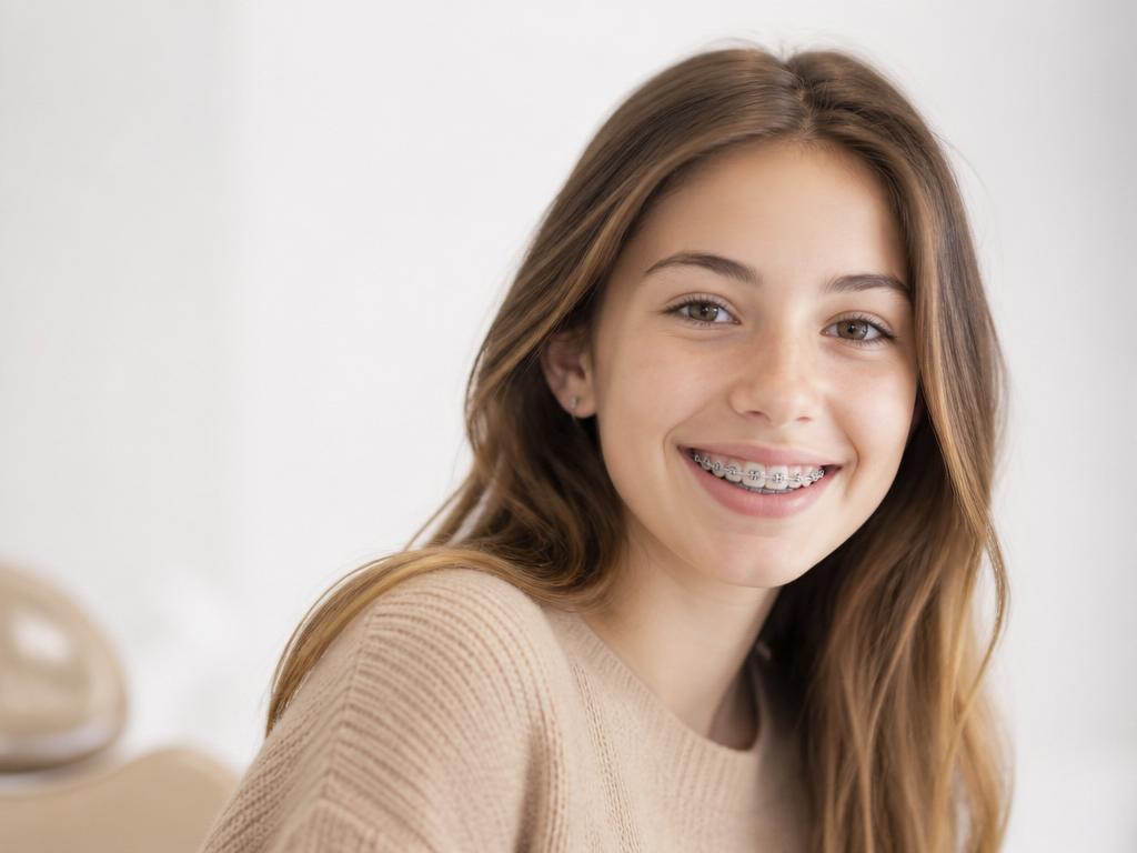 Teenager smiling with braces