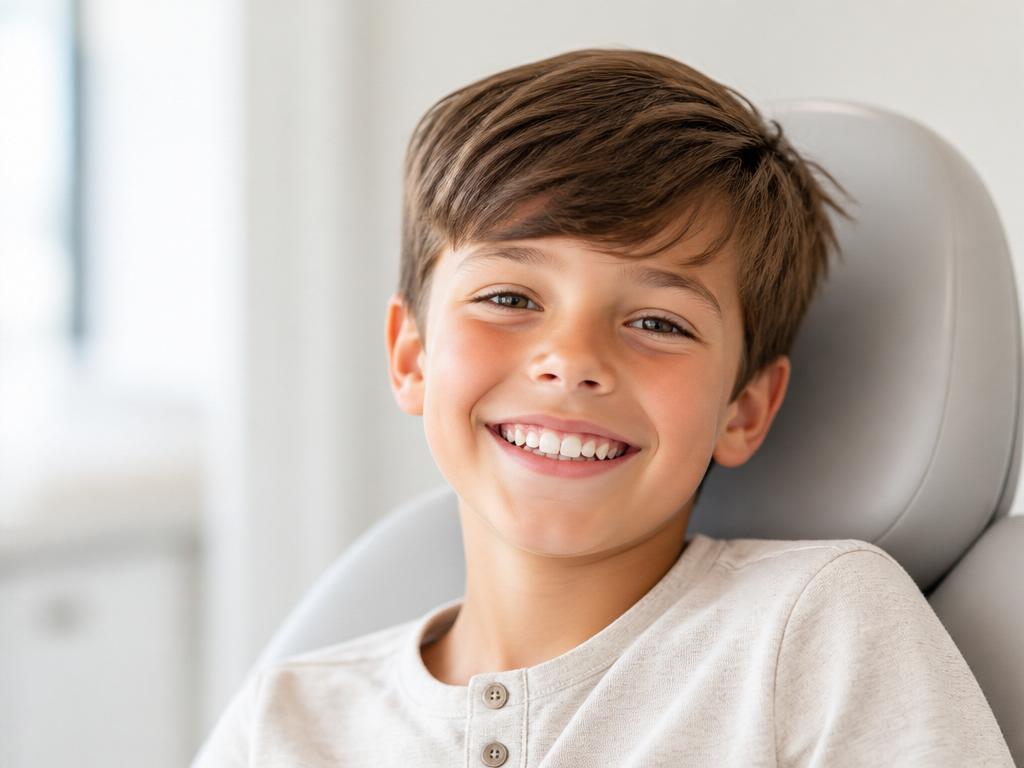 Child smiling during a dental screening